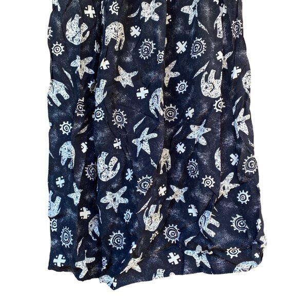 Vintage Campus Casuals of California Black Elephant Print Maxi Pockets Skirt Siz - Picture 5 of 9